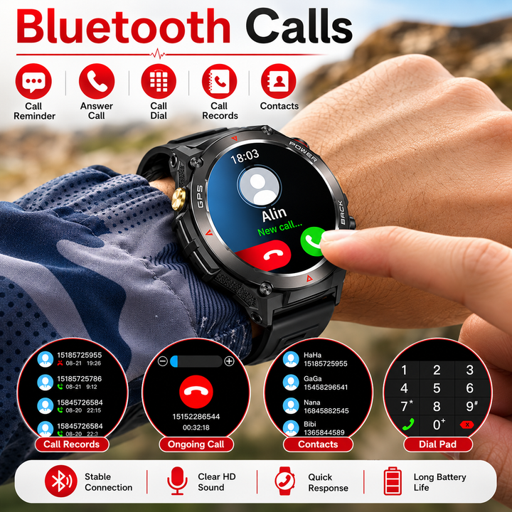 Premium Dive Smart Watch Men 50M Waterproof Altimeter Barometer Compass Free Diving Log Stopwatch Air Pressure Outdoor Adventure Sports Watch