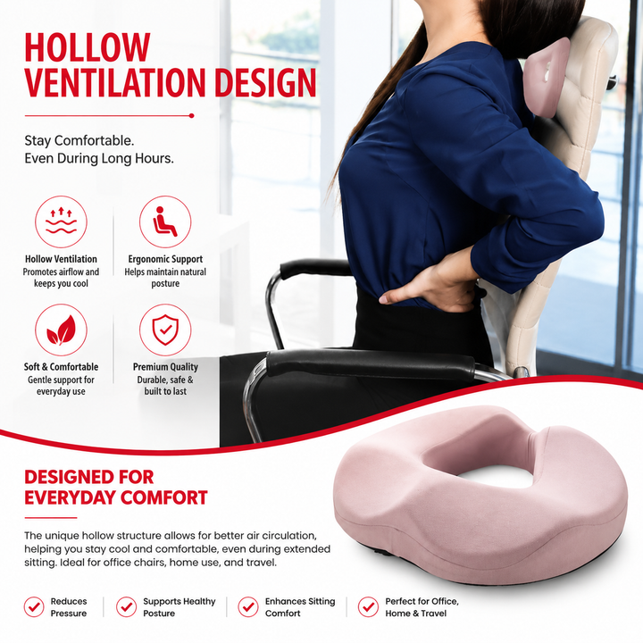 Premium Donut Seat Cushion Memory Foam Ergonomic Chair Pad Non Slip Breathable Portable Office Car Home Travel Sitting Comfort Relief Cushion