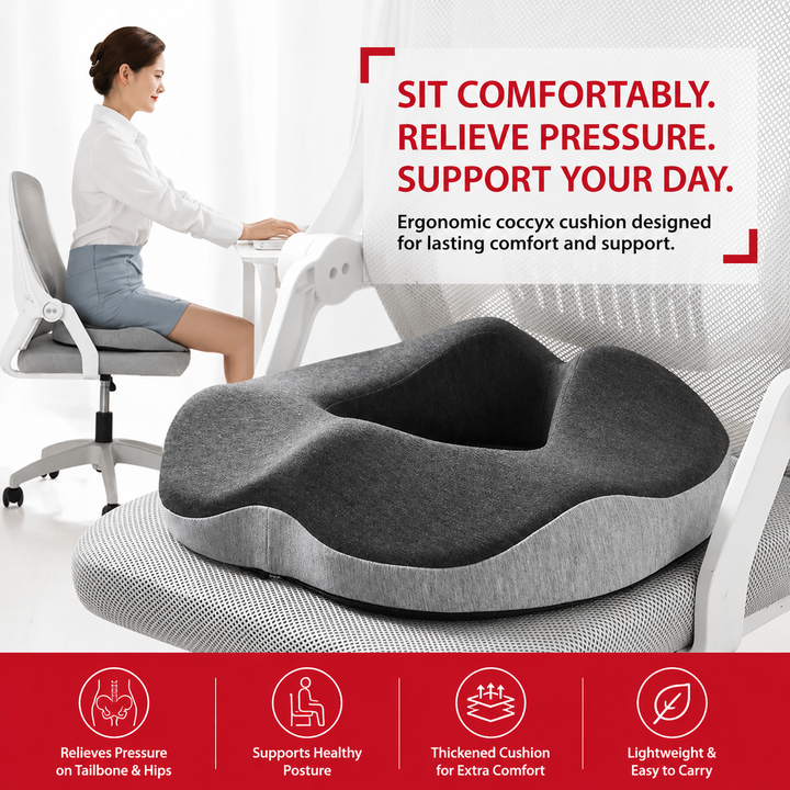 Premium Donut Seat Cushion Memory Foam Ergonomic Chair Pad Non Slip Breathable Portable Office Car Home Travel Sitting Comfort Relief Cushion