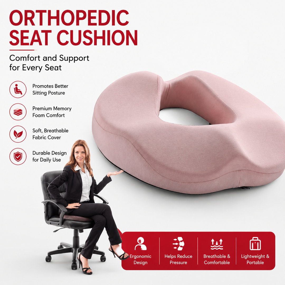 Premium Donut Seat Cushion Memory Foam Ergonomic Chair Pad Non Slip Breathable Portable Office Car Home Travel Sitting Comfort Relief Cushion