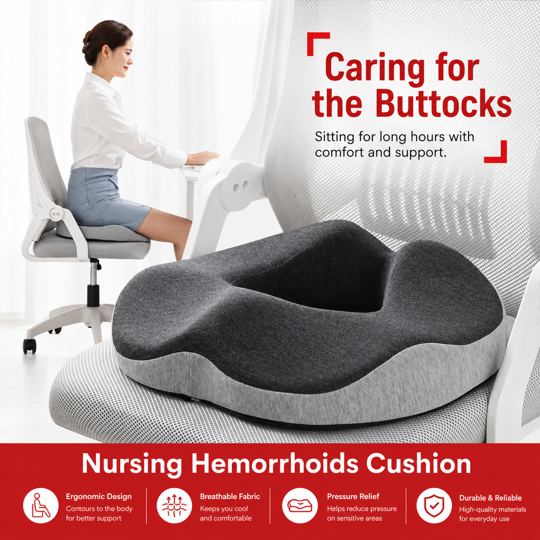 Premium Donut Seat Cushion Memory Foam Ergonomic Chair Pad Non Slip Breathable Portable Office Car Home Travel Sitting Comfort Relief Cushion
