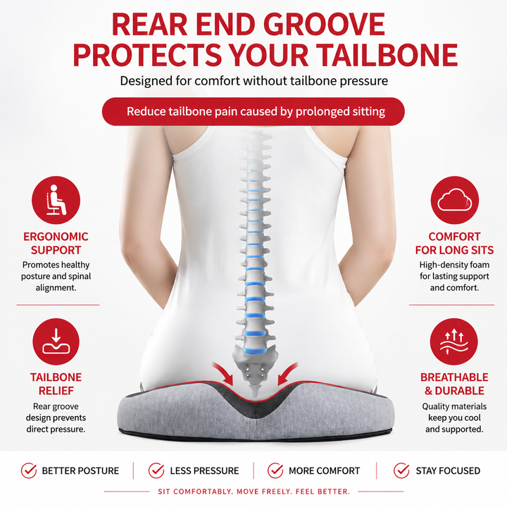 Premium Donut Seat Cushion Memory Foam Ergonomic Chair Pad Non Slip Breathable Portable Office Car Home Travel Sitting Comfort Relief Cushion