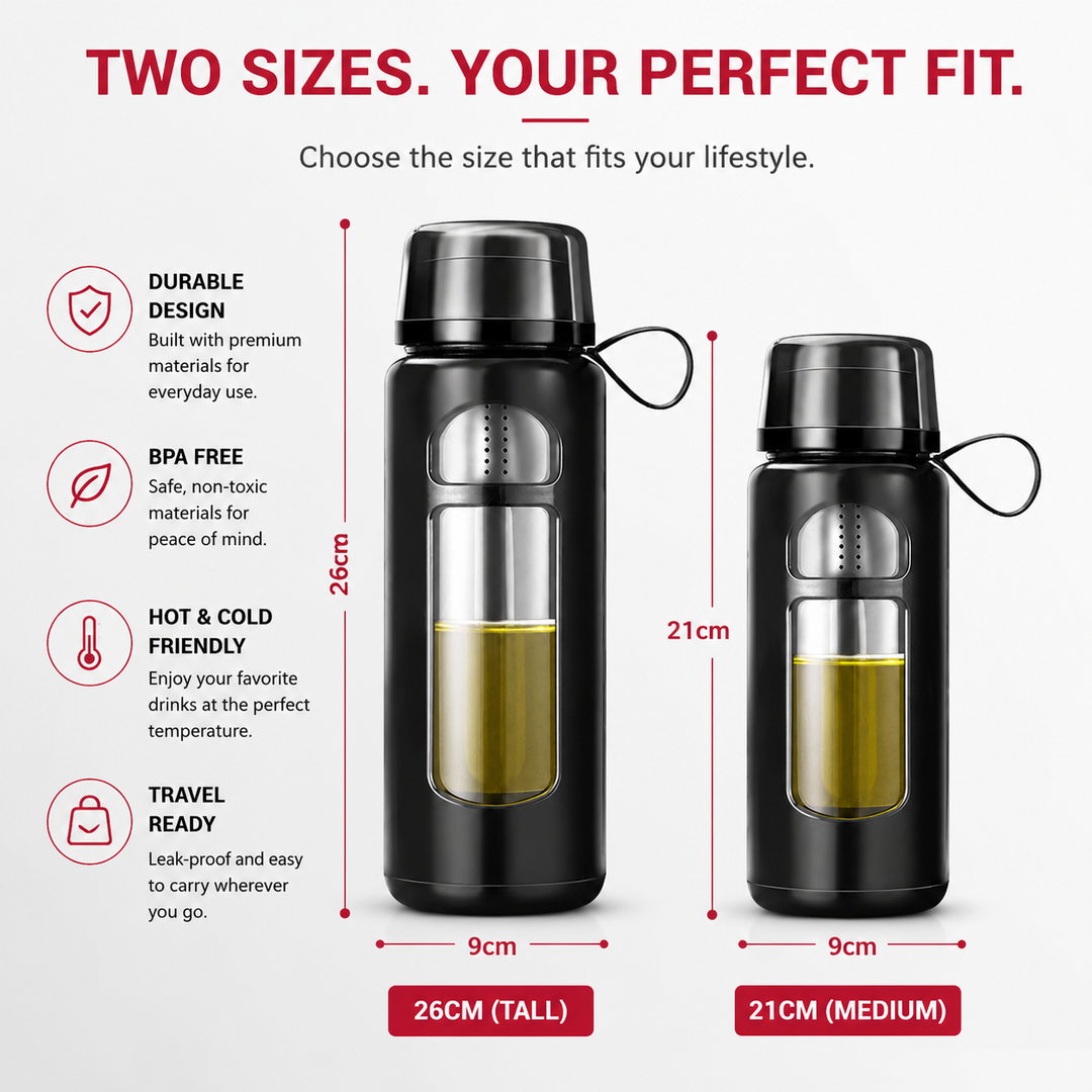 Premium Double Layer Insulated Tea Cup 520ML Water Separation Filtering Glass Cup Portable Travel Mug Hot Cold Beverage Tea Coffee Cup Silicone