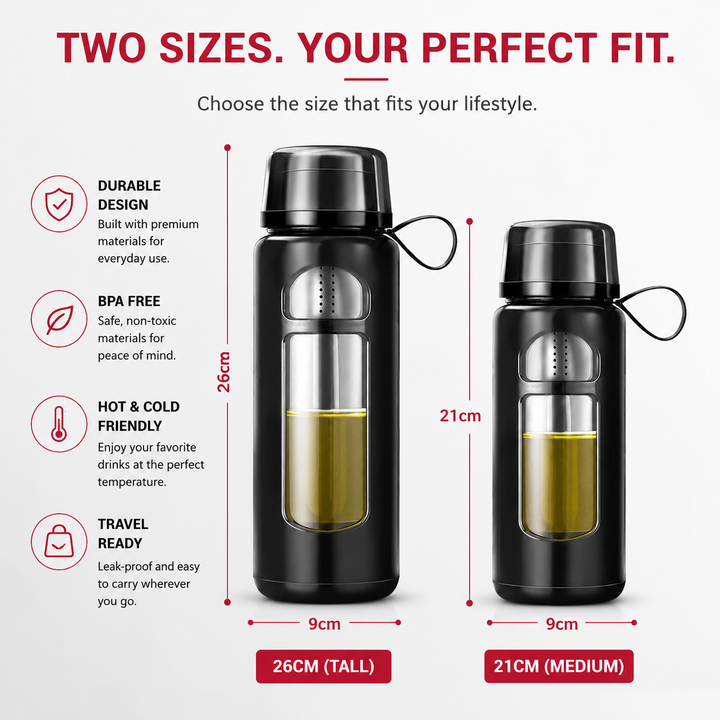 Premium Double Layer Insulated Tea Cup 520ML Water Separation Filtering Glass Cup Portable Travel Mug Hot Cold Beverage Tea Coffee Cup Silicone