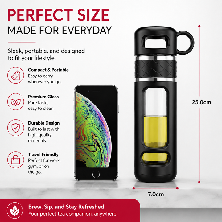 Premium Double Layer Insulated Tea Cup 520ML Water Separation Filtering Glass Cup Portable Travel Mug Hot Cold Beverage Tea Coffee Cup Silicone