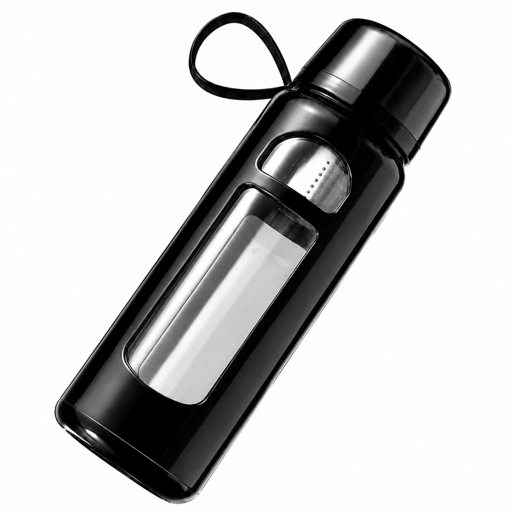 Premium Double Layer Insulated Tea Cup 520ML Water Separation Filtering Glass Cup Portable Travel Mug Hot Cold Beverage Tea Coffee Cup Silicone