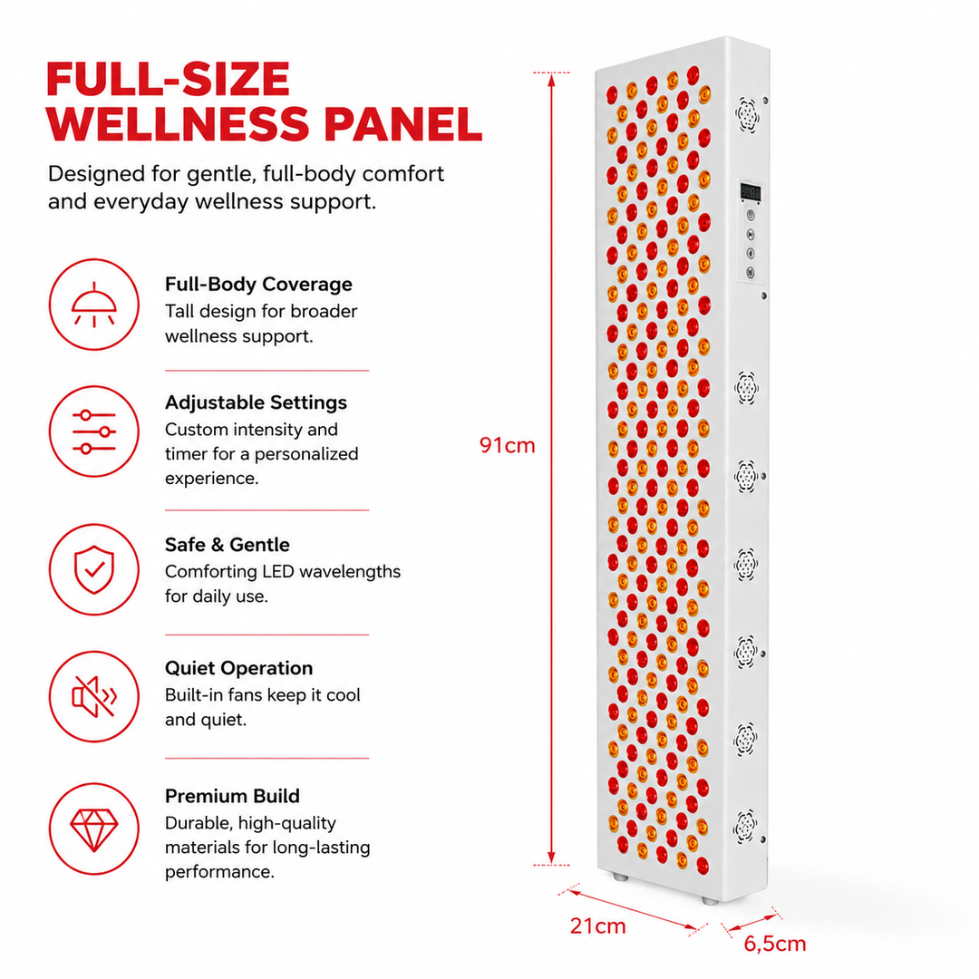 Premium Dual Chip Red Light Therapy Panel 630nm 660nm 810nm 830nm 850nm LED Infrared Lamp Full Body Face Light Therapy Device Metal Housing Timer Control
