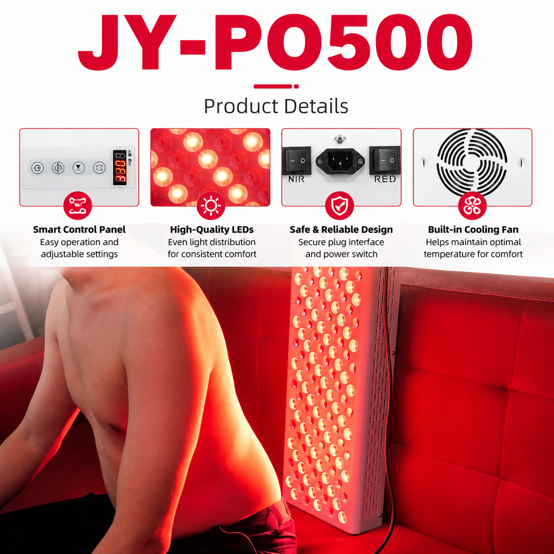 Premium Dual Chip Red Light Therapy Panel 630nm 660nm 810nm 830nm 850nm LED Infrared Lamp Full Body Face Light Therapy Device Metal Housing Timer Control