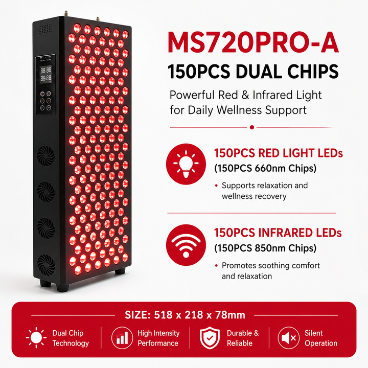 Premium Dual Chip Red Light Therapy Panel 630nm 660nm 850nm Infrared LED Lamp Multi Wavelength Dimmable Timer Professional Home Clinic Use