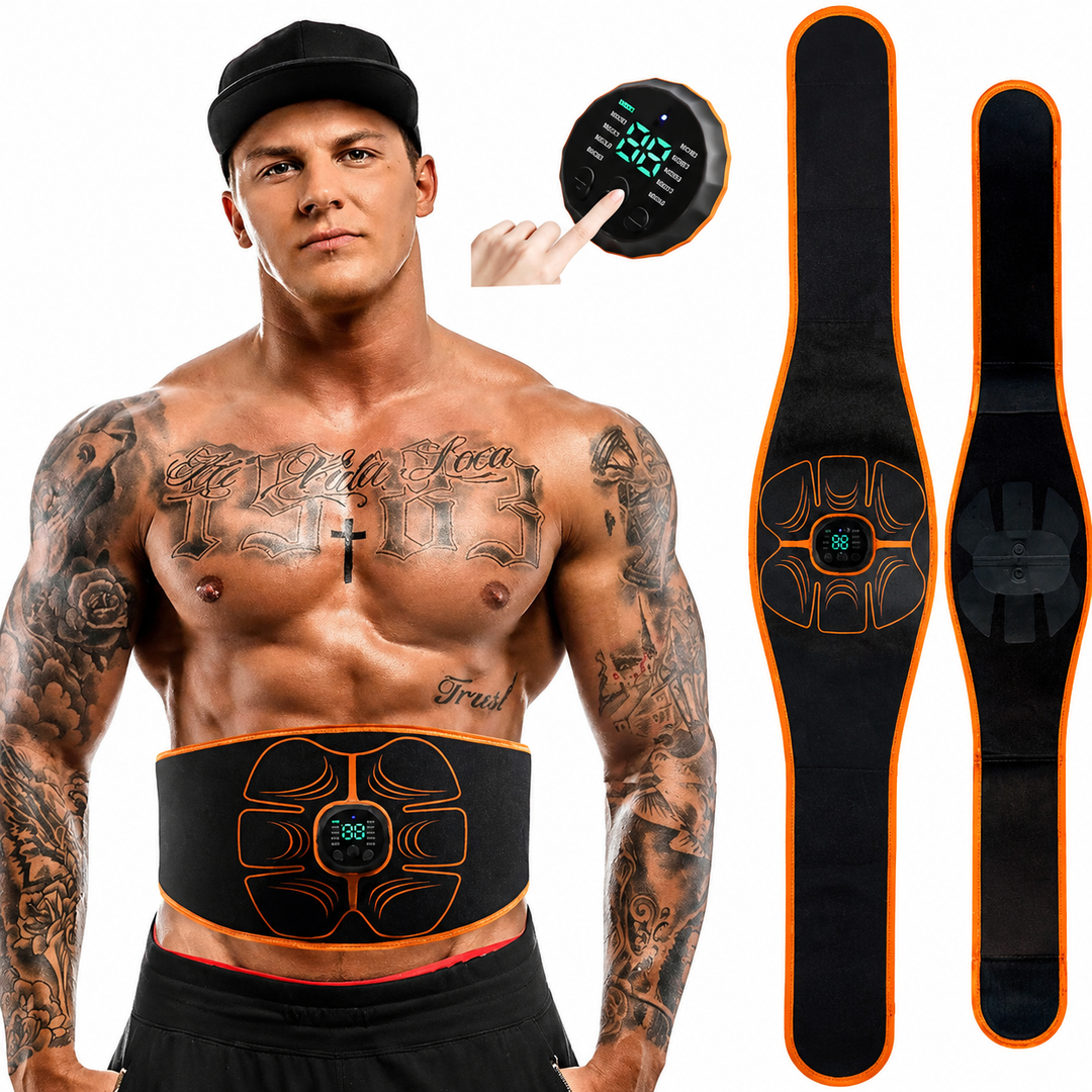 Premium EMS Ab Trainer Belt Muscle Stimulator Adjustable Abdominal Training Belt USB Rechargeable 10 Modes 30 Levels Wearable for Gym Work Daily Use