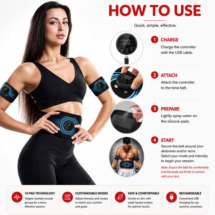 Premium EMS Abdominal Muscle Stimulator Belt USB Rechargeable Body Toning Device 10 Modes 39 Levels Waist Arm Leg Fitness Training Slimming Device