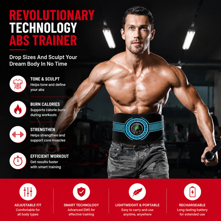 Premium EMS Abdominal Muscle Stimulator Belt USB Rechargeable Body Toning Device 10 Modes 39 Levels Waist Arm Leg Fitness Training Slimming Device