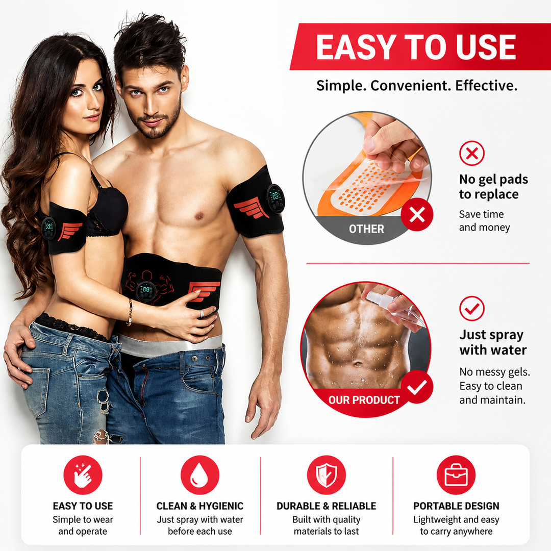 Premium EMS Abdominal Muscle Stimulator Belt USB Rechargeable Body Toning Device 10 Modes 39 Levels Waist Arm Leg Fitness Training Slimming Device