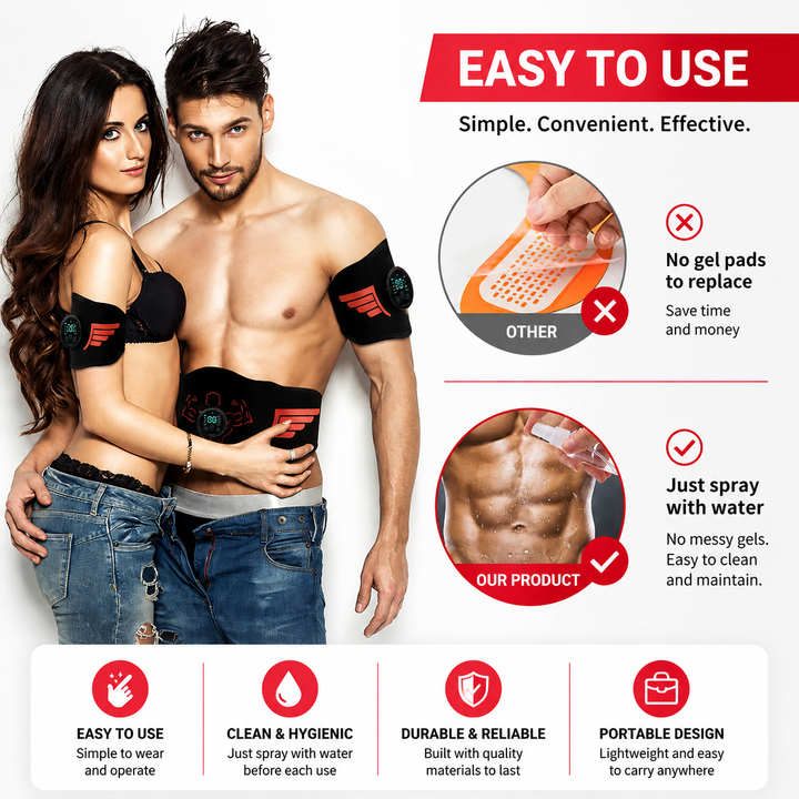 Premium EMS Abdominal Muscle Stimulator Belt USB Rechargeable Body Toning Device 10 Modes 39 Levels Waist Arm Leg Fitness Training Slimming Device