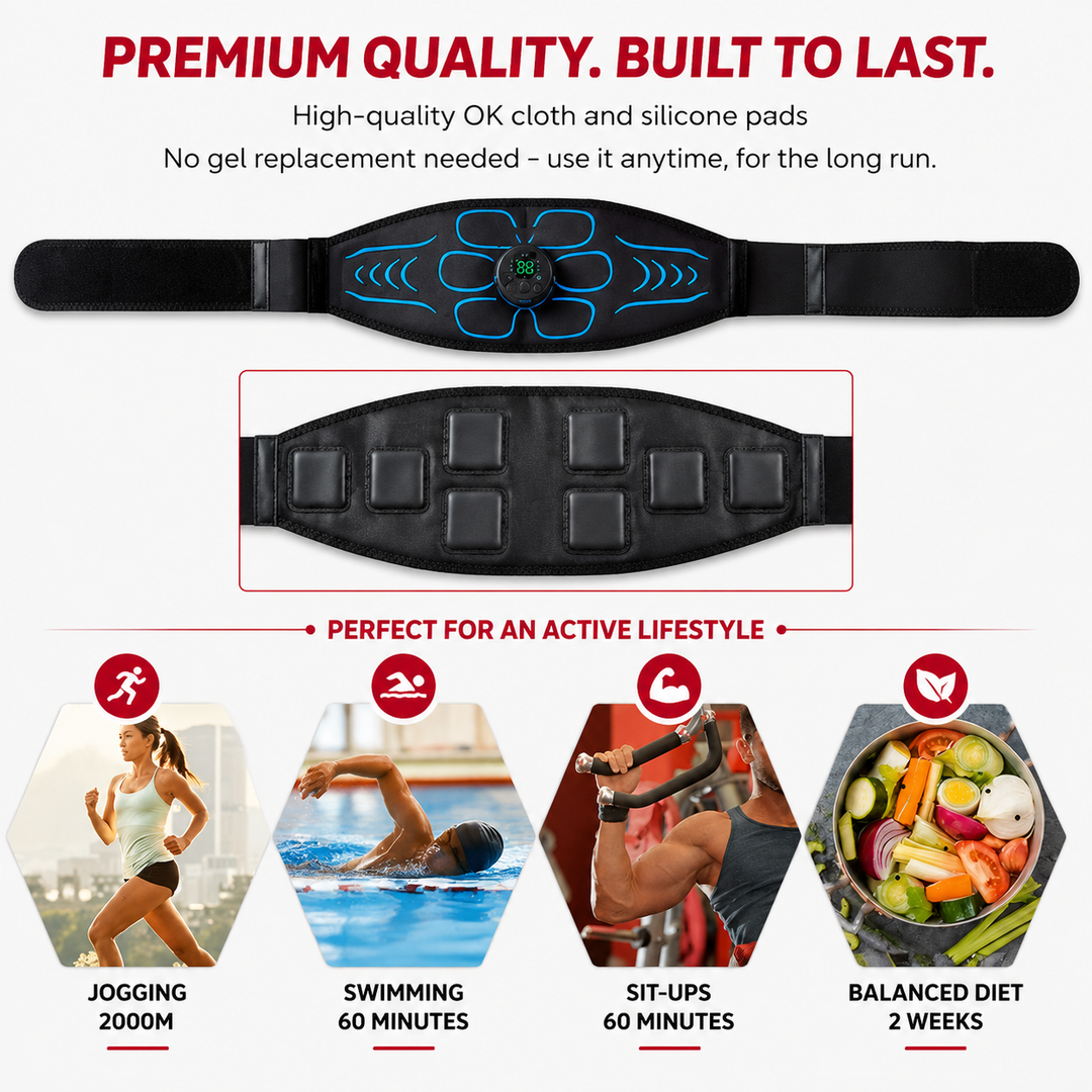 Premium EMS Abdominal Muscle Stimulator Belt USB Rechargeable Body Toning Device 10 Modes 39 Levels Waist Arm Leg Fitness Training Slimming Device