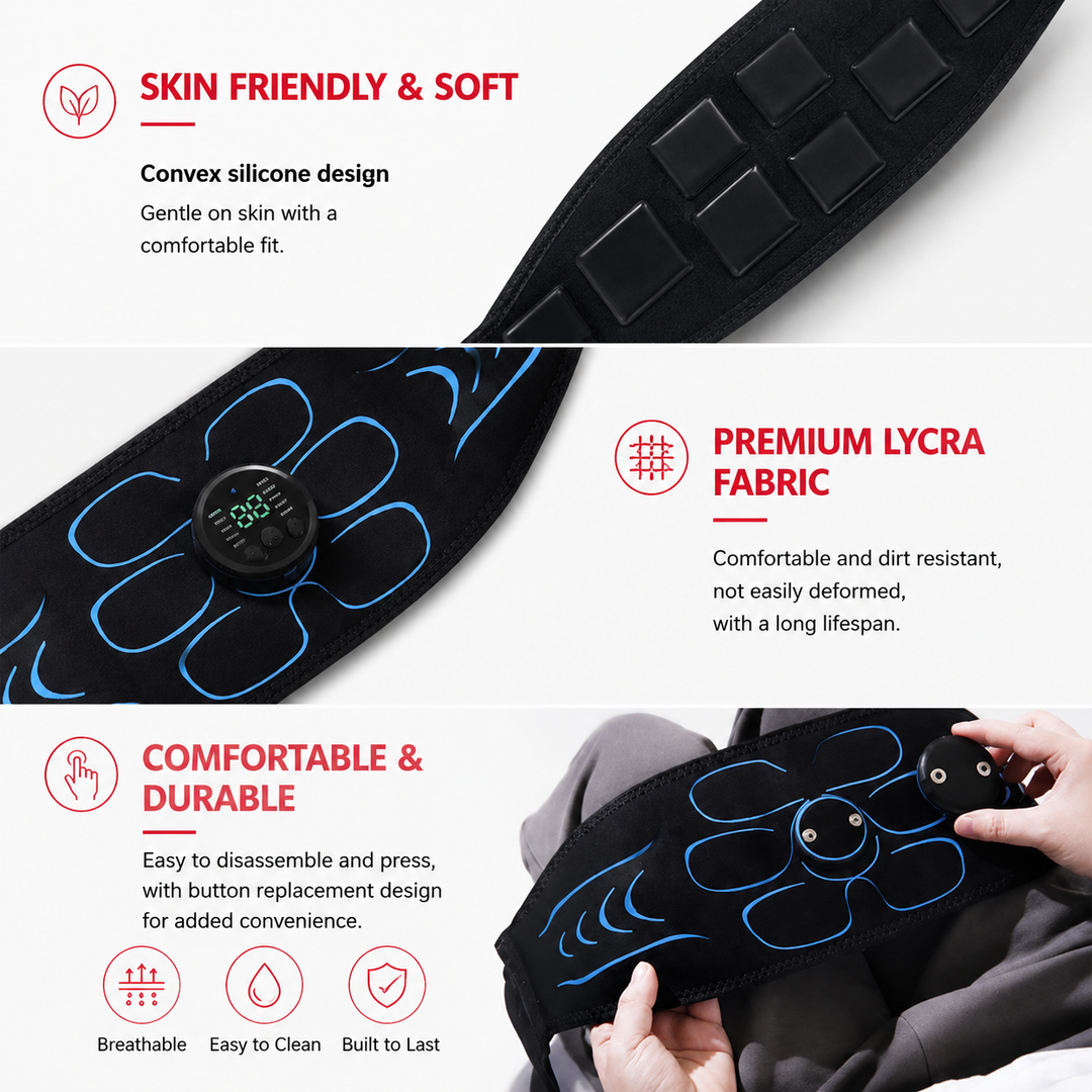 Premium EMS Abdominal Muscle Stimulator Belt USB Rechargeable Body Toning Device 10 Modes 39 Levels Waist Arm Leg Fitness Training Slimming Device