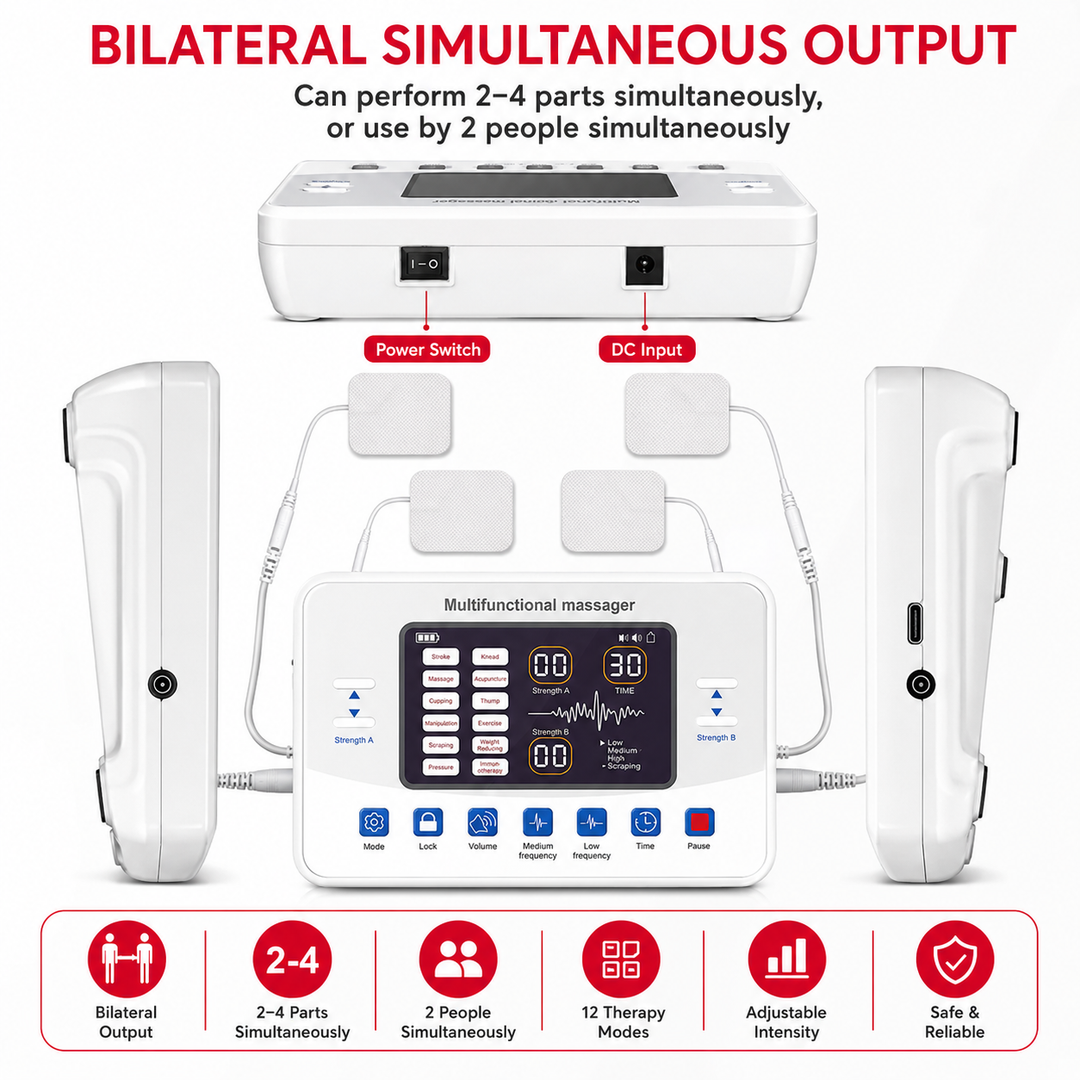 Premium EMS Electric Pulse Massager Rechargeable Multi Channel Muscle Stimulator 30 Intensity Display Portable TENS Relaxation Therapy Device