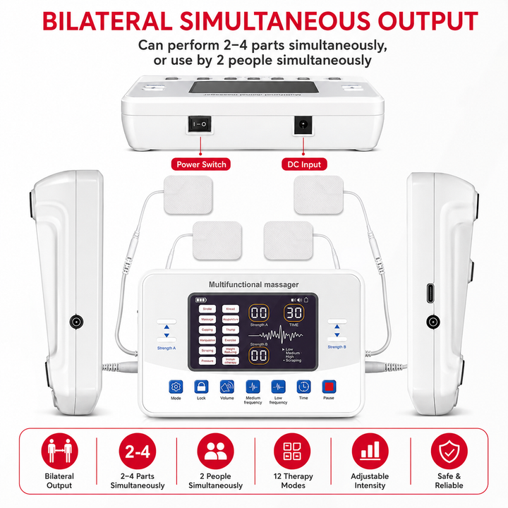 Premium EMS Electric Pulse Massager Rechargeable Multi Channel Muscle Stimulator 30 Intensity Display Portable TENS Relaxation Therapy Device