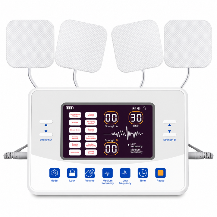 Premium EMS Electric Pulse Massager Rechargeable Multi Channel Muscle Stimulator 30 Intensity Display Portable TENS Relaxation Therapy Device