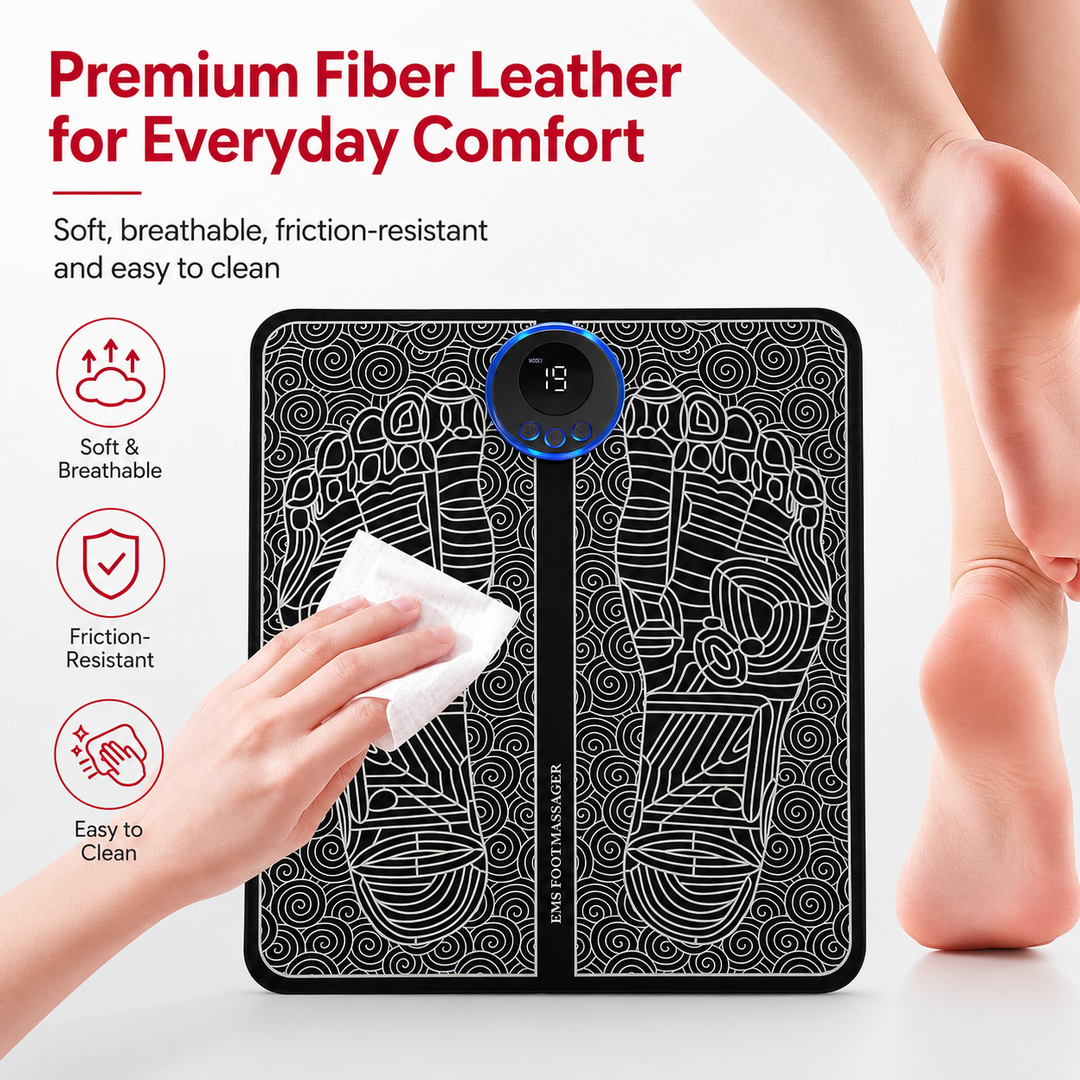 Premium EMS Foot Massager Mat USB-C Rechargeable Foot and Leg Stimulation Device with Remote Control 8 Modes 19 Intensity Levels Foldable Recovery Mat