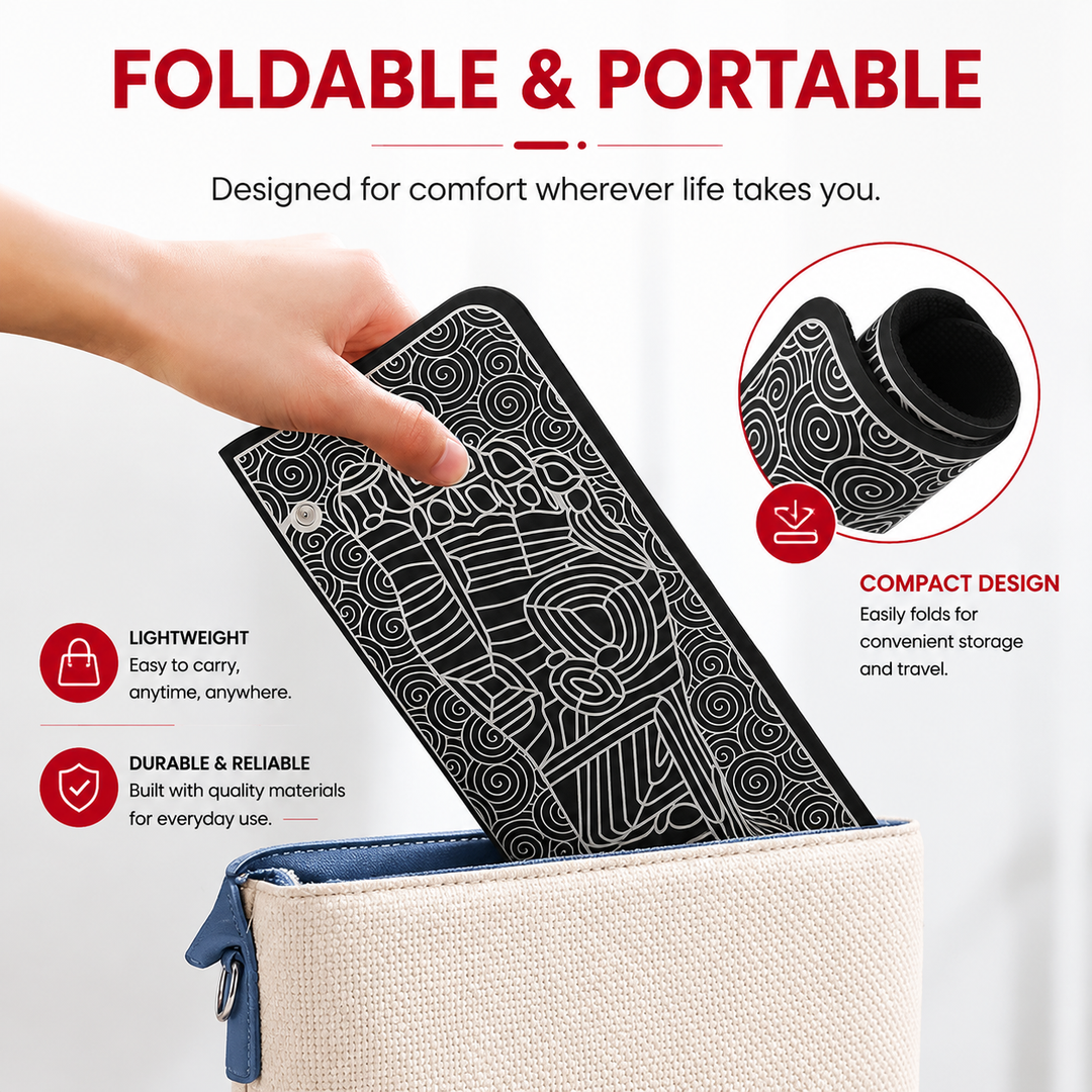 Premium EMS Foot Massager Mat USB-C Rechargeable Foot and Leg Stimulation Device with Remote Control 8 Modes 19 Intensity Levels Foldable Recovery Mat