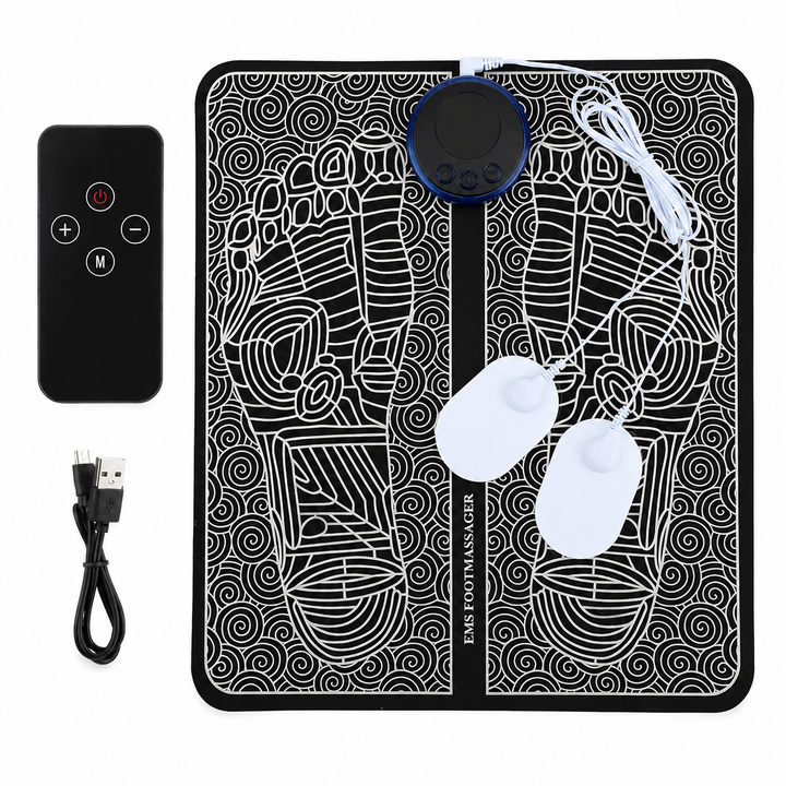 Premium EMS Foot Massager Mat USB-C Rechargeable Foot and Leg Stimulation Device with Remote Control 8 Modes 19 Intensity Levels Foldable Recovery Mat