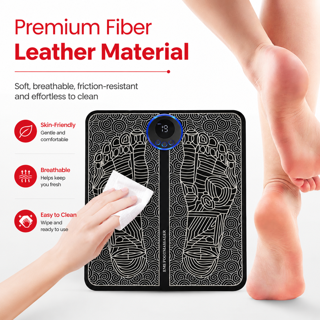 Premium EMS Foot Massager Pad Electric Acupoint Stimulation Massage Mat Remote Control 8 Modes 19 Intensity Portable Foot &amp; Leg Relaxation Therapy Device