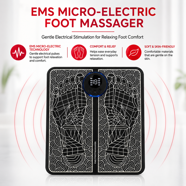 Premium EMS Foot Massager Pad Electric Massage Mat Remote Control 8 Modes 19 Levels Portable Foot Leg Massager Home Office Travel Daily Use Comfort
