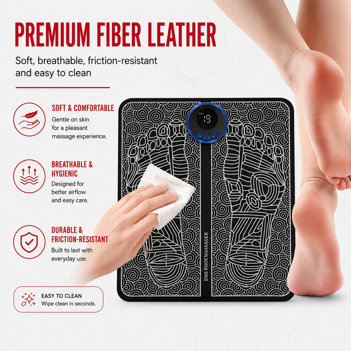 Premium EMS Foot Massager Pad Electric Massage Mat Remote Control 8 Modes 19 Levels Portable Foot Leg Massager Home Office Travel Daily Use Comfort