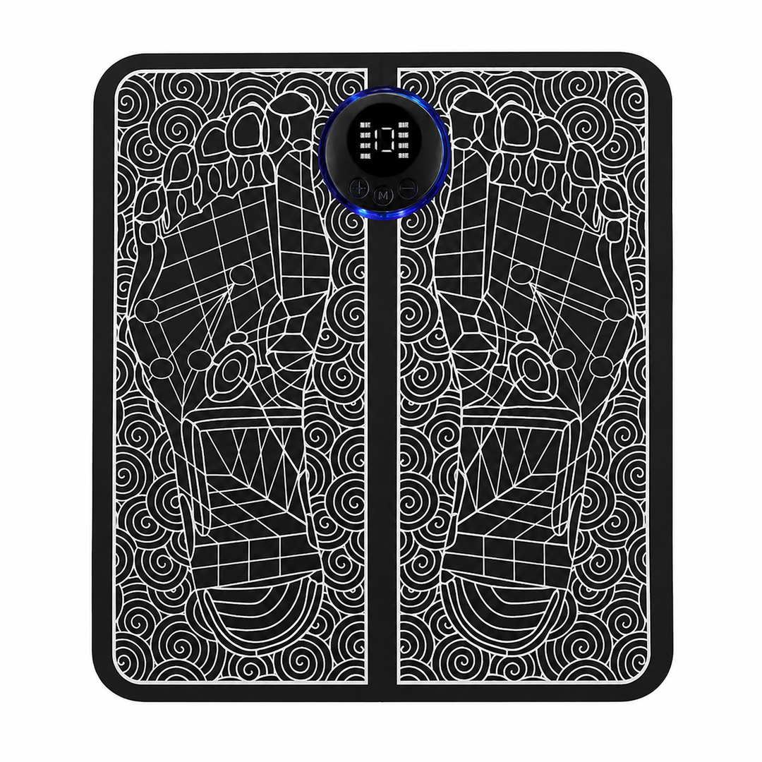 Premium EMS Foot Massager Pad Electric Massage Mat Remote Control 8 Modes 19 Levels Portable Foot Leg Massager Home Office Travel Daily Use Comfort