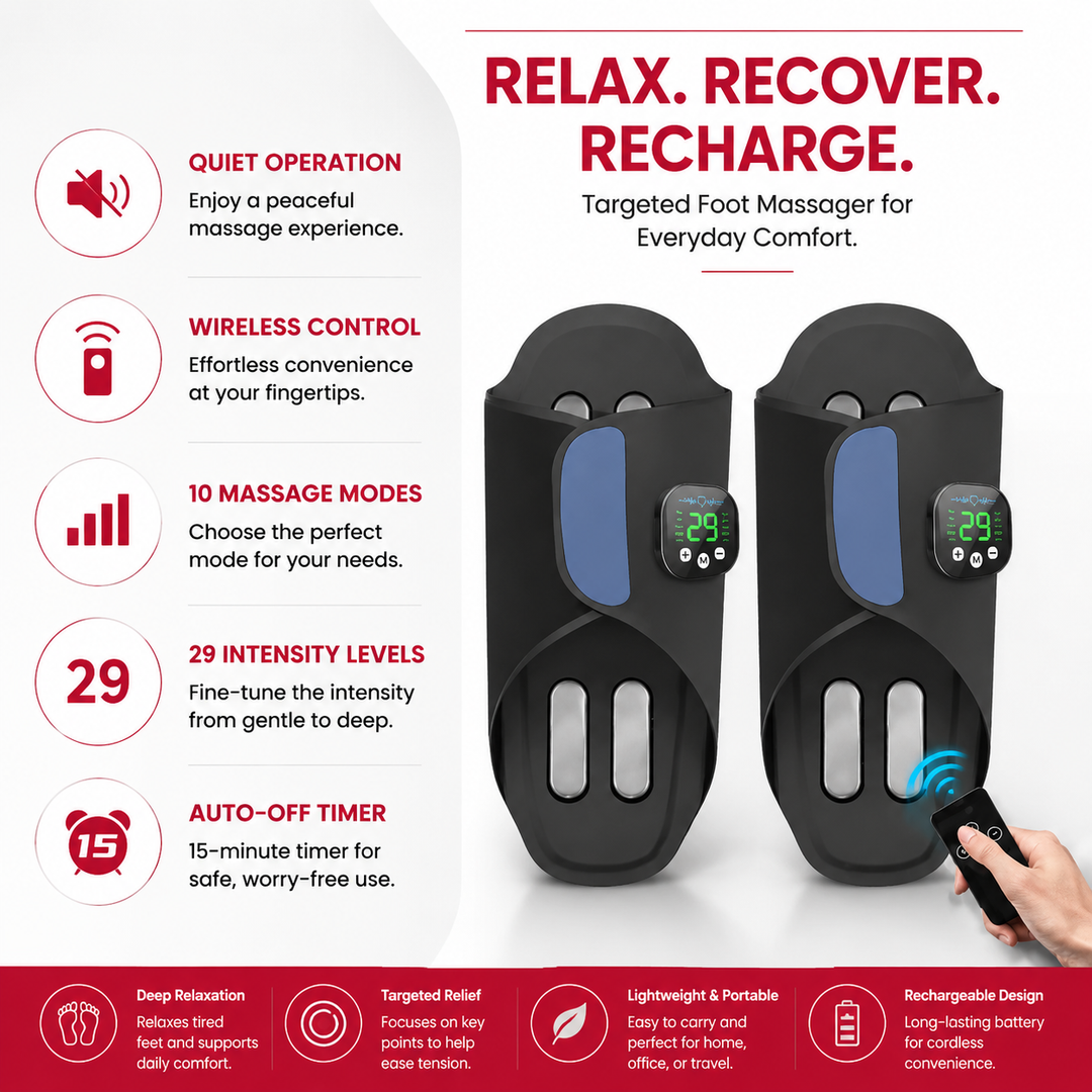 Premium EMS Foot Massager Slippers with Remote Control Electric Foot Stimulation Shoes 10 Modes 29 Intensity Levels USB-C Rechargeable Foot Massage Device