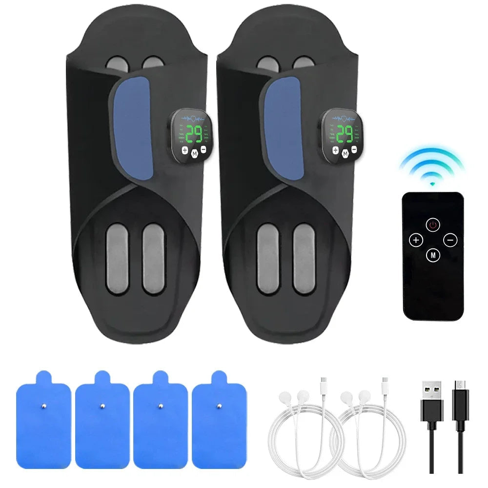 Premium EMS Foot Massager Slippers with Remote Control Electric Foot Stimulation Shoes 10 Modes 29 Intensity Levels USB-C Rechargeable Foot Massage Device