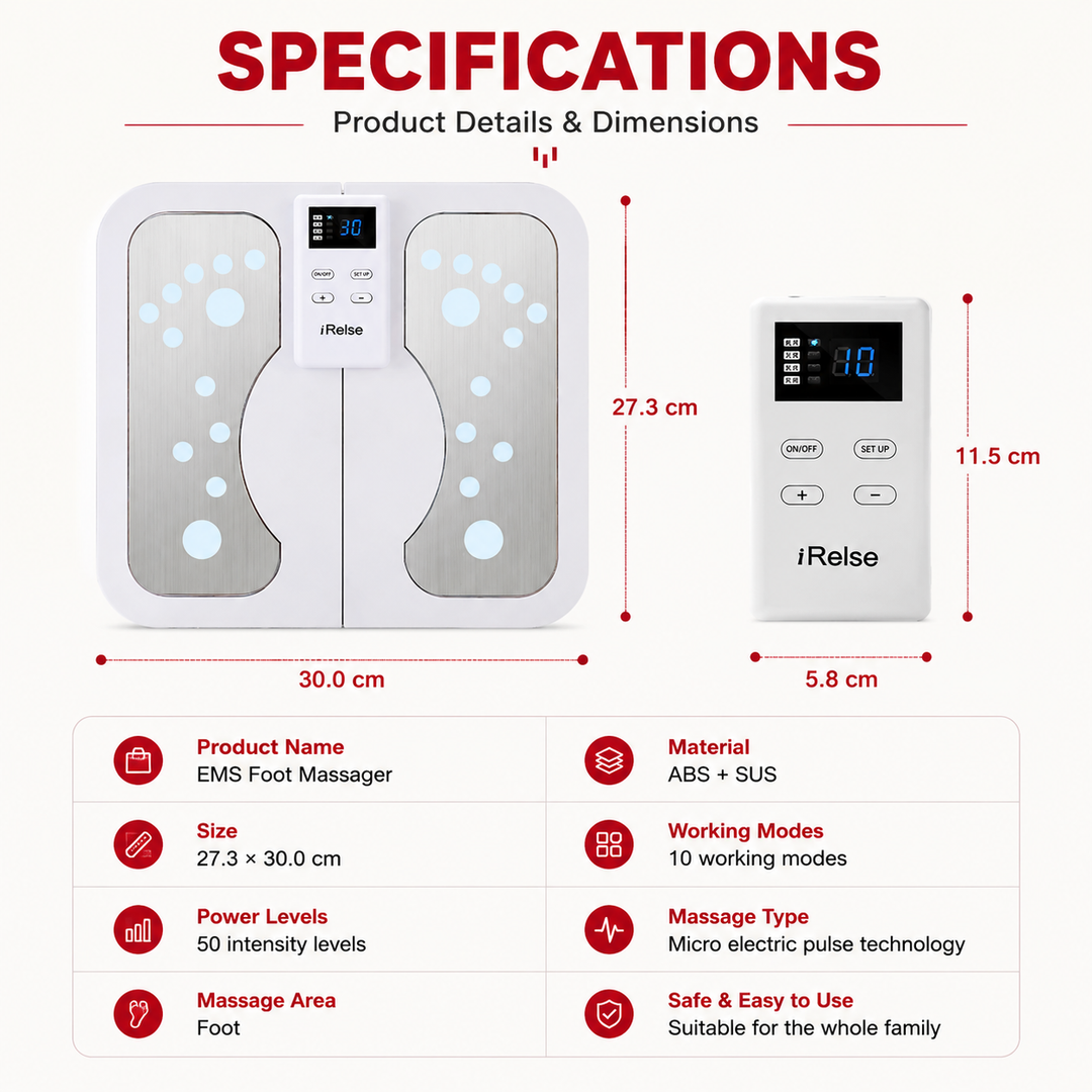 Premium EMS Foot Massager for Circulation TENS Electric Foot Pain Relief System with Heat Muscle Stimulation Adjustable Intensity Portable Home Use