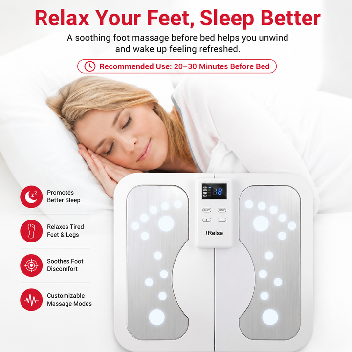 Premium EMS Foot Massager for Circulation TENS Electric Foot Pain Relief System with Heat Muscle Stimulation Adjustable Intensity Portable Home Use