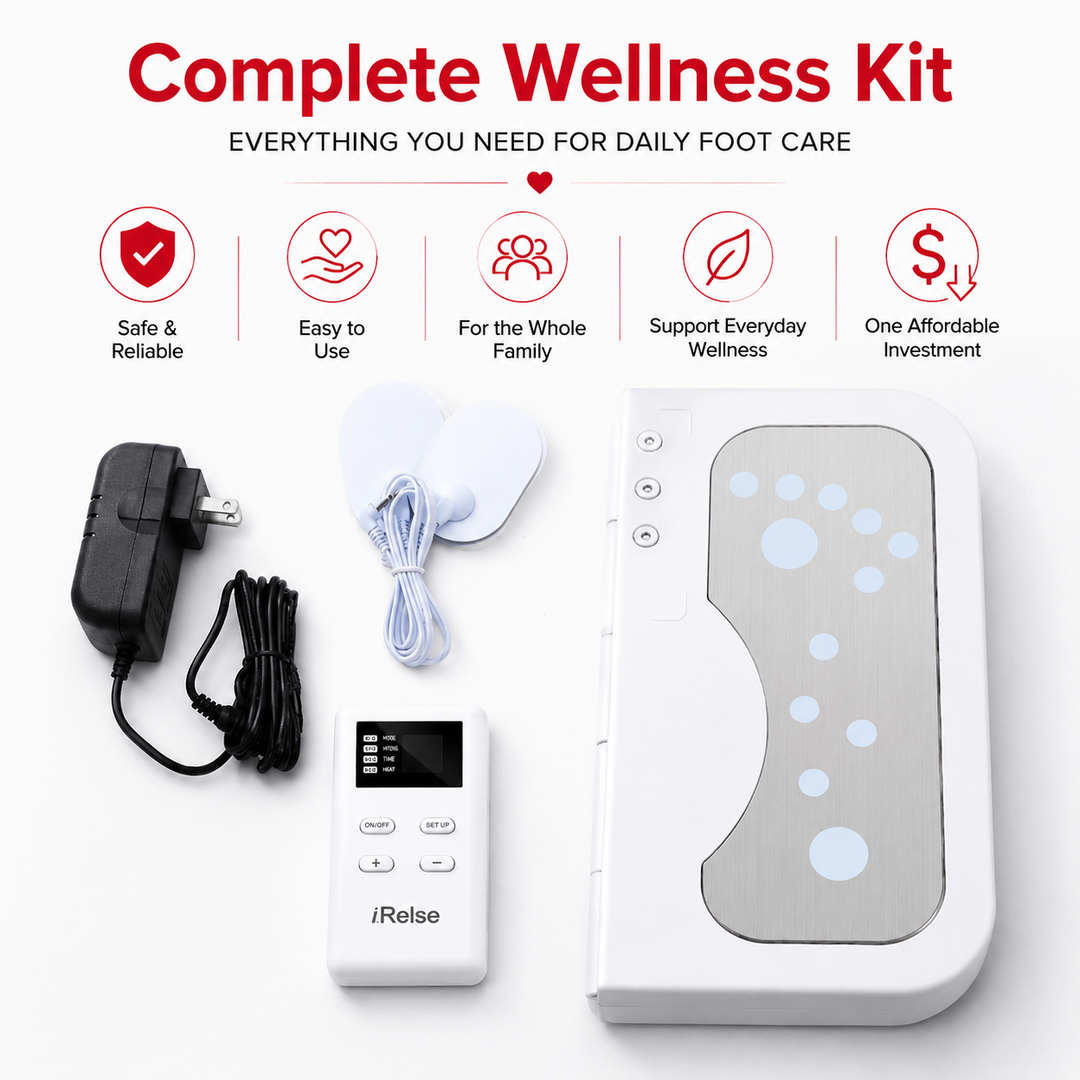 Premium EMS Foot Massager for Circulation TENS Electric Foot Pain Relief System with Heat Muscle Stimulation Adjustable Intensity Portable Home Use
