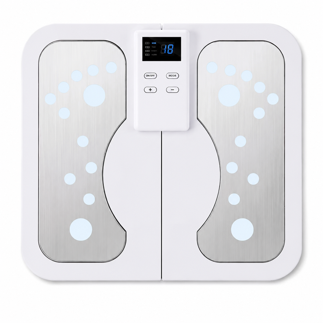Premium EMS Foot Massager for Circulation TENS Electric Foot Pain Relief System with Heat Muscle Stimulation Adjustable Intensity Portable Home Use
