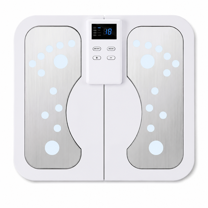 Premium EMS Foot Massager for Circulation TENS Electric Foot Pain Relief System with Heat Muscle Stimulation Adjustable Intensity Portable Home Use