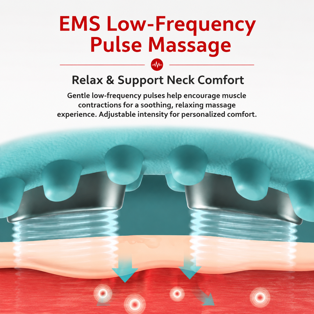 Premium EMS Heated Neck Massager Air Compression Cervical Support Vibration Infrared Heat Rechargeable Neck Device for Home Work Travel Daily Use Comfort