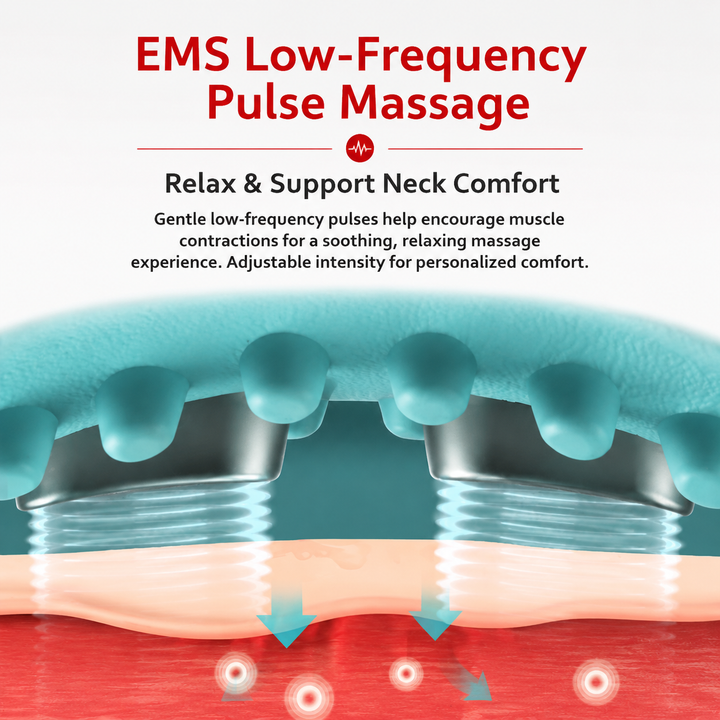 Premium EMS Heated Neck Massager Air Compression Cervical Support Vibration Infrared Heat Rechargeable Neck Device for Home Work Travel Daily Use Comfort