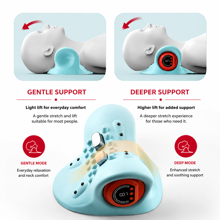 Premium EMS Heated Neck Massager Air Compression Cervical Support Vibration Infrared Heat Rechargeable Neck Device for Home Work Travel Daily Use Comfort