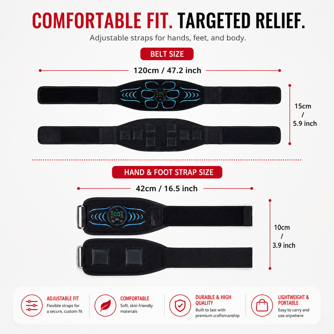 Premium EMS Muscle Stimulation Belt Abdominal Toning Trainer 10 Modes 39 Levels USB Rechargeable Waist Arm Leg Body Slimming Fitness Device