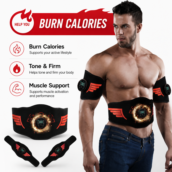 Premium EMS Muscle Stimulation Belt Abdominal Toning Trainer 10 Modes 39 Levels USB Rechargeable Waist Arm Leg Body Slimming Fitness Device