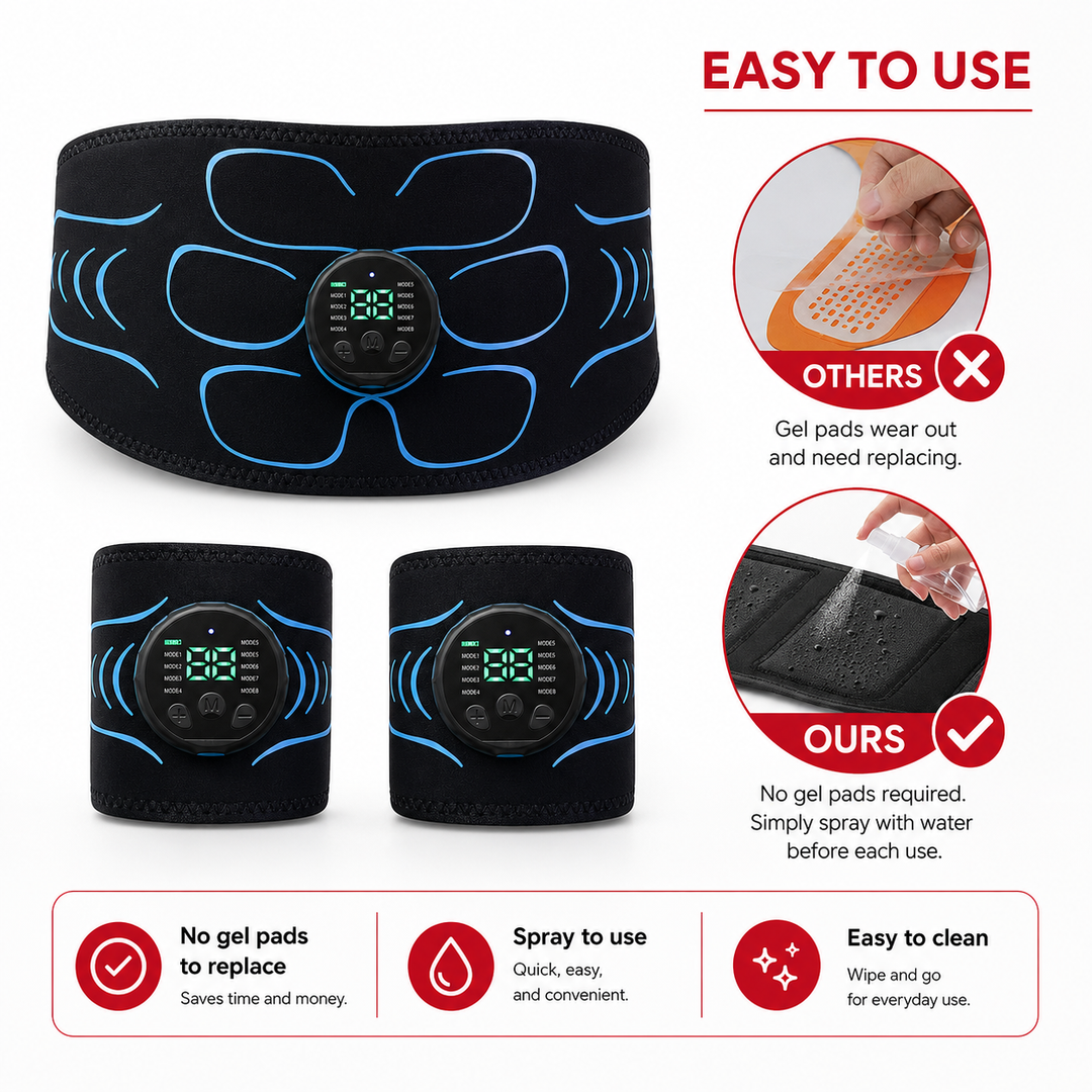 Premium EMS Muscle Stimulation Belt Abdominal Toning Trainer 10 Modes 39 Levels USB Rechargeable Waist Arm Leg Body Slimming Fitness Device
