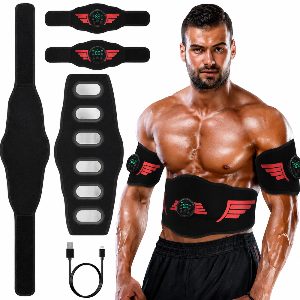 Premium EMS Muscle Stimulation Belt Abdominal Toning Trainer 10 Modes 39 Levels USB Rechargeable Waist Arm Leg Body Slimming Fitness Device