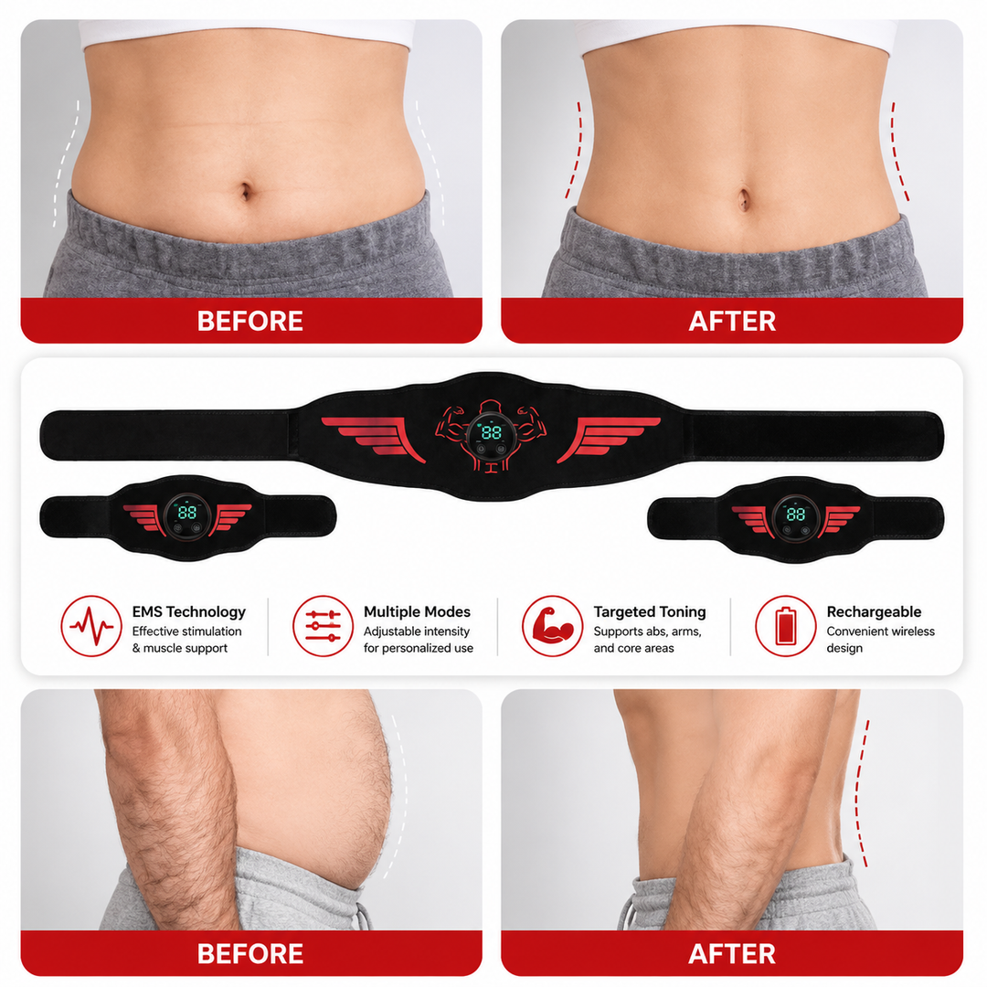 Premium EMS Muscle Stimulation Belt Abdominal Toning Trainer 10 Modes 39 Levels USB Rechargeable Waist Arm Leg Body Slimming Fitness Device