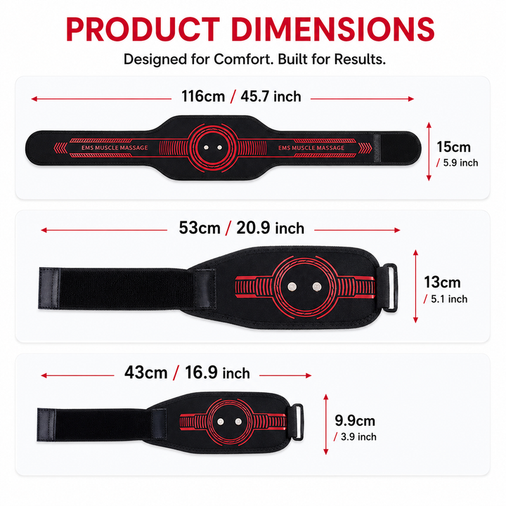 Premium EMS Muscle Stimulation Belt Abdominal Toning Trainer 10 Modes 39 Levels USB Rechargeable Waist Arm Leg Body Slimming Fitness Device