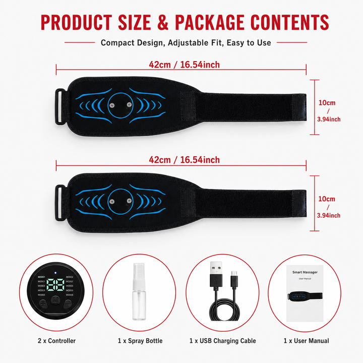 Premium EMS Muscle Stimulation Belt Abdominal Toning Trainer 10 Modes 39 Levels USB Rechargeable Waist Arm Leg Body Slimming Fitness Device