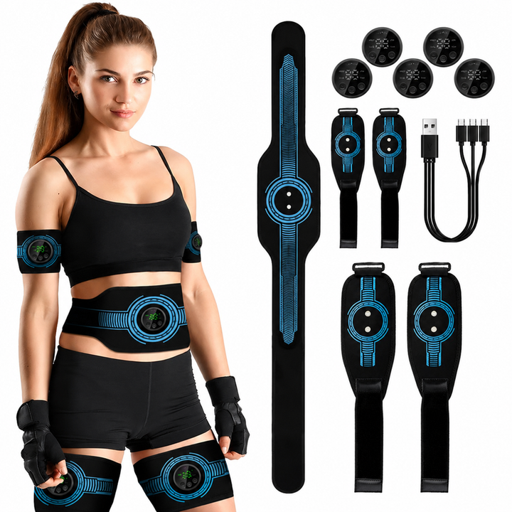 Premium EMS Muscle Stimulation Belt Abdominal Toning Trainer 10 Modes 39 Levels USB Rechargeable Waist Arm Leg Body Slimming Fitness Device