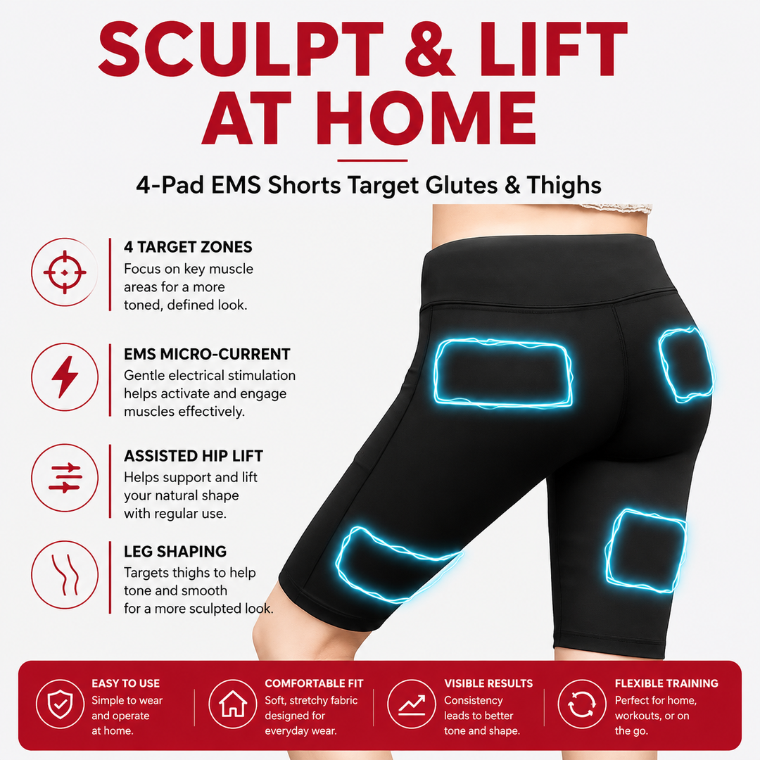 Premium EMS Muscle Stimulation Massage Pants Wearable Microcurrent Shorts 6 Modes USB Rechargeable Slimming Yoga Leg Relaxation Massage Device