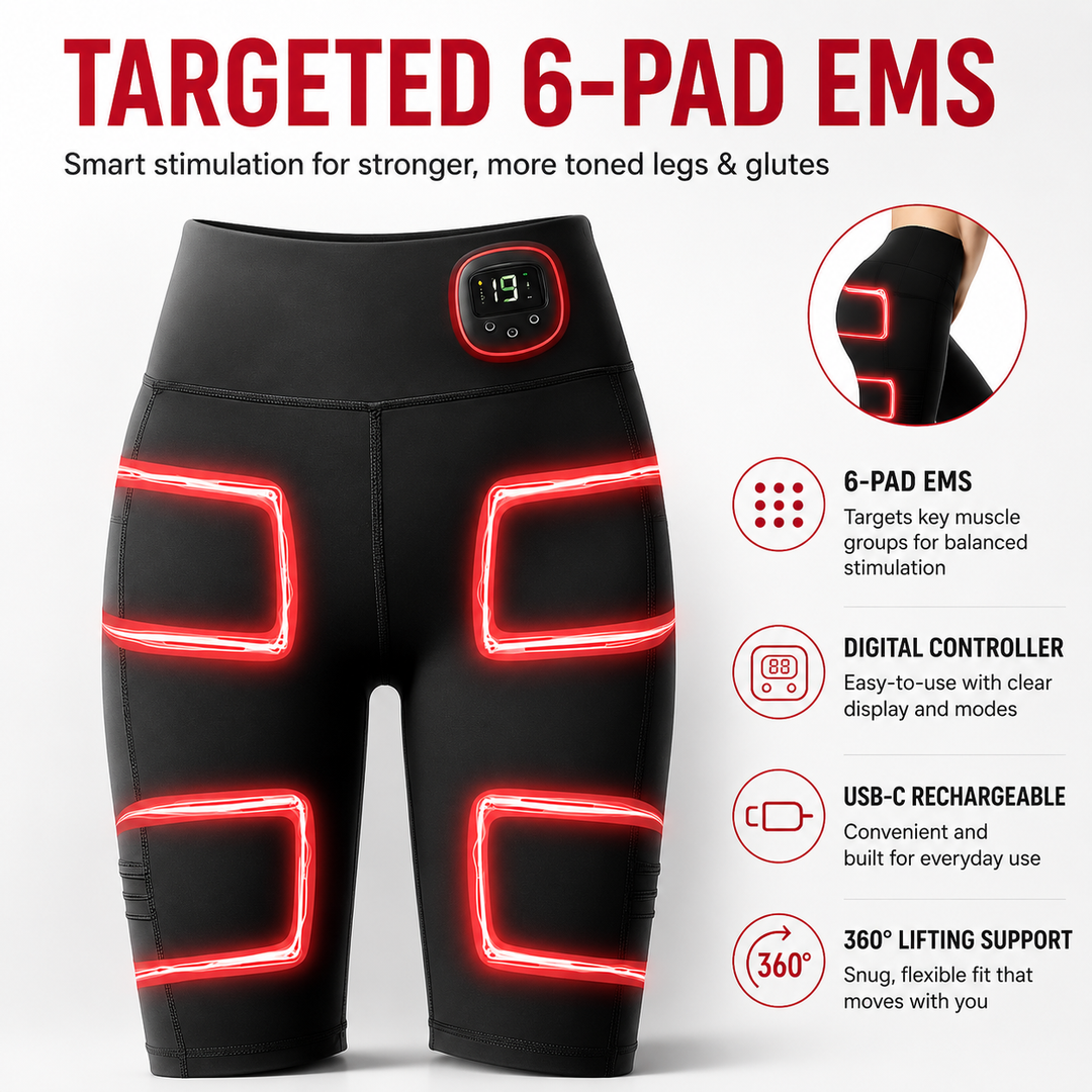 Premium EMS Muscle Stimulation Massage Pants Wearable Microcurrent Shorts 6 Modes USB Rechargeable Washable Lower Body Relaxation Therapy Leg Support Shorts
